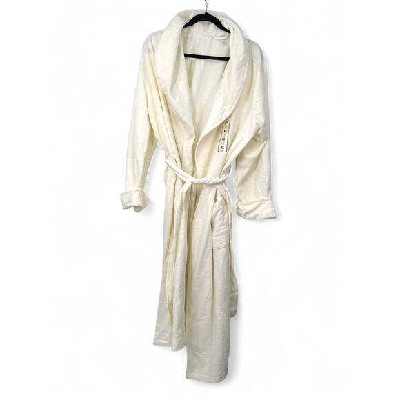 PINK K | NEW | XL | Ivory Cloud Moon and Stars Embossed Plush Fleece Long Robe - Picture 4 of 9